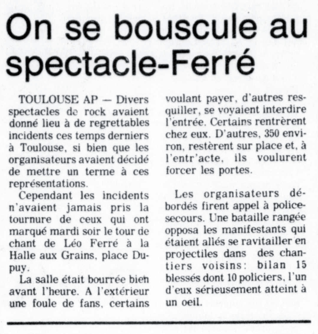 Léo Ferré - Le nouvelliste, 1920-, samedi 2 juin 1979